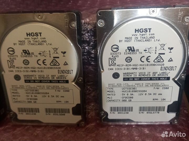 Лот 8 дисков 900gb hgst HUC101890CSS204