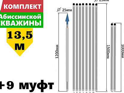 Комплект для абиссинской скважины 13,5м вгп D25мм