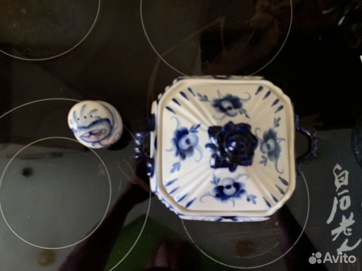 Шкатулка/сахарница Гжель, Чайная кробочка