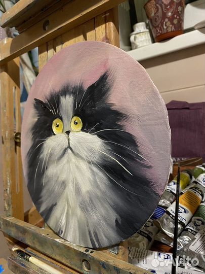 Авторская картина маслом кот