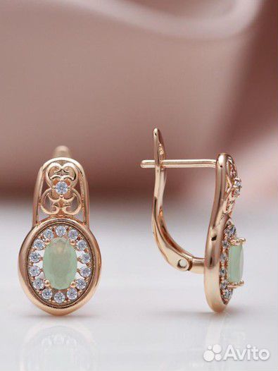 Серьги позолоченные с циркономи