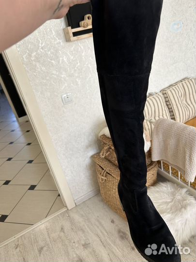 Ботфорты / сапоги зима натуральная замша / кожа