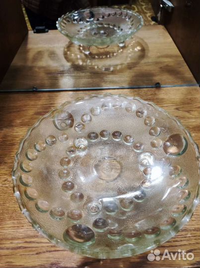Хрустальное круглое блюдо СССР