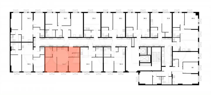 2-к. квартира, 51,1 м², 15/15 эт.
