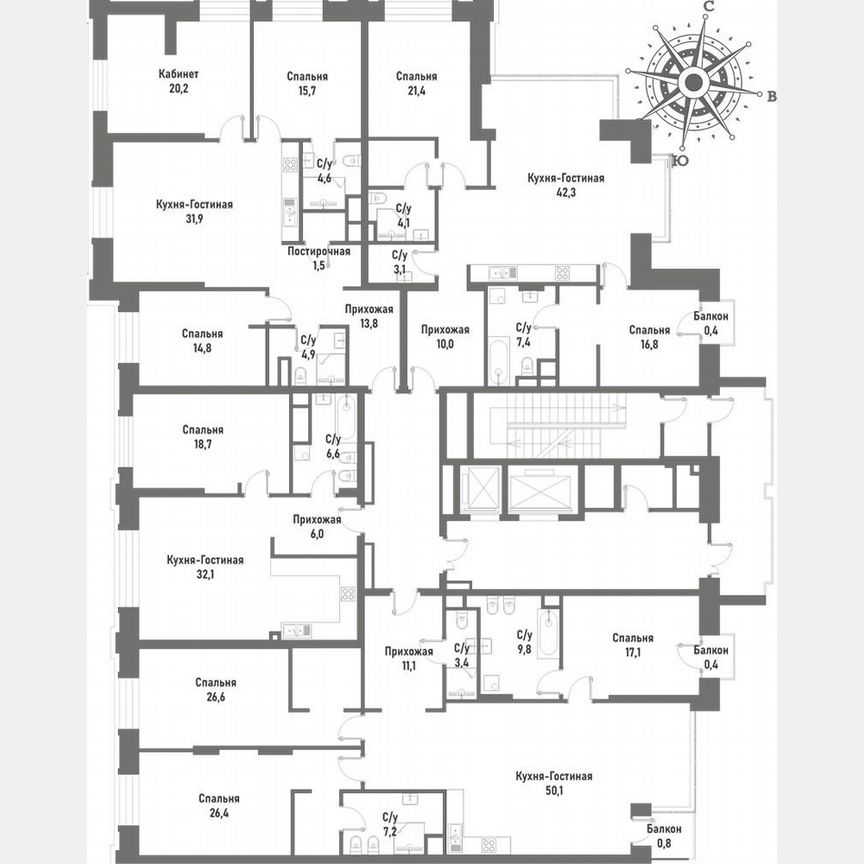 2-к. квартира, 103,6 м², 4/15 эт.