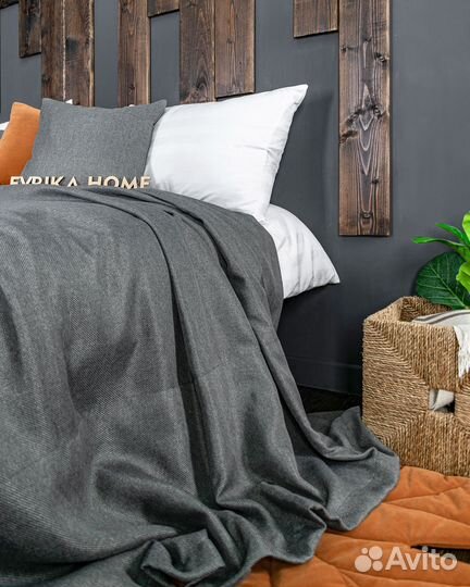 Покрывало орфей тёмно-серый новое плед