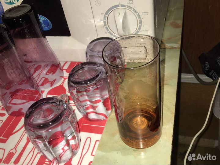 Стаканы из цветного стекла времен СССР