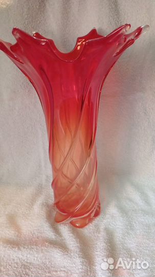 Ваза большая цветное стекло чехия