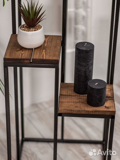 Подставка для цветов напольная кованая Черная