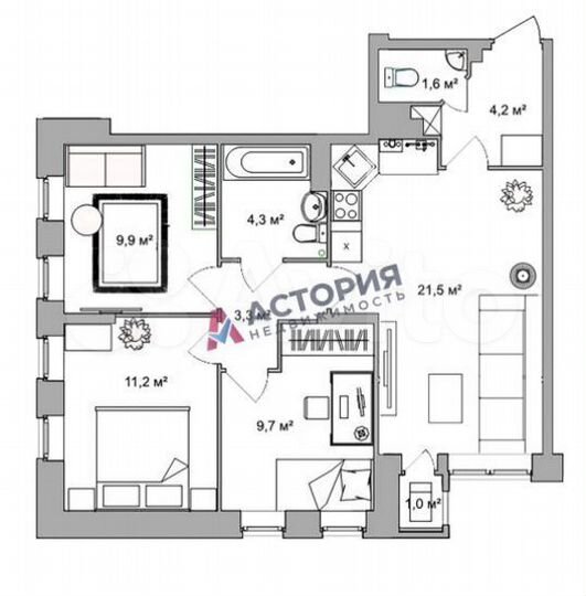3-к. квартира, 66,2 м², 2/13 эт.