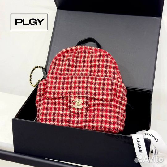 Яркий контрастный мини-рюкзак в клетку Chanel