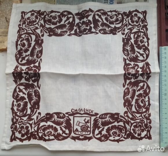 Салфетка Смоленск герб города лен СССР новая