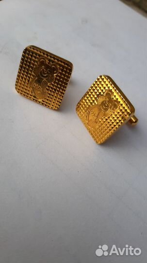 Запонки СССР Олимпийский Мишка Позолота,состояние