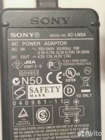 Зарядка Sony AC-LM5A для Sony CyberShot