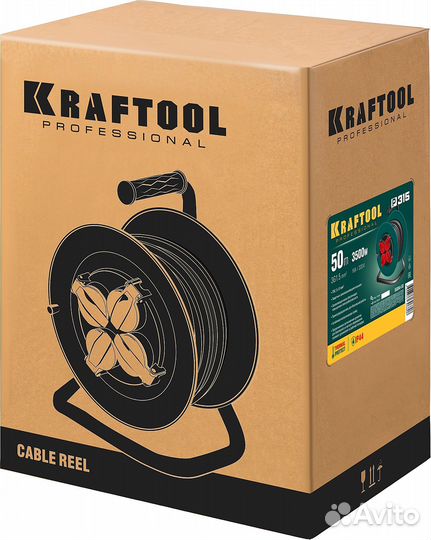 Удлинитель на катушке kraftool P-315 пвс 3x1.5 50