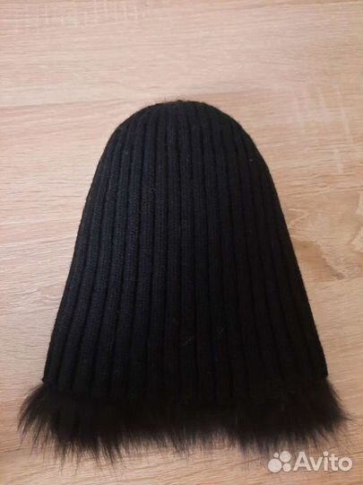 Шапка женская зимняя вязаная,меховая,берет