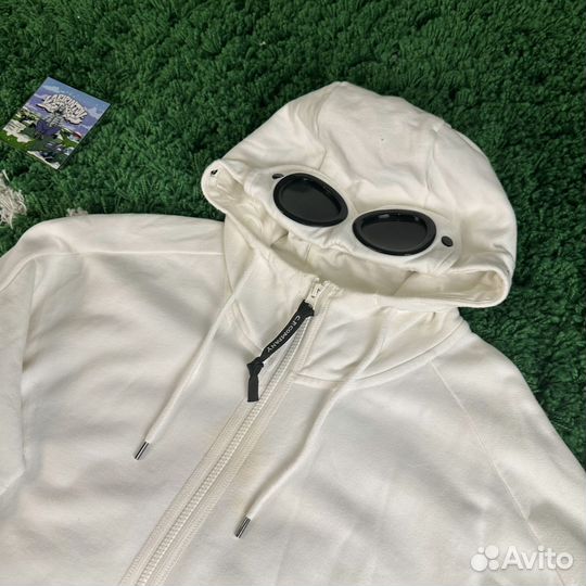 Зип-Худи Cp Company Google Zip Hoodie White