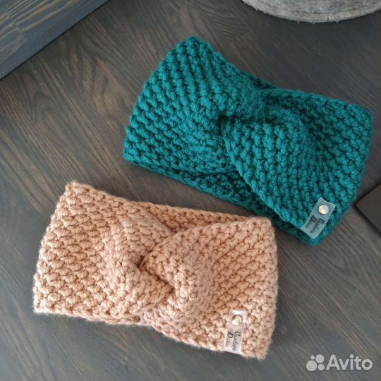 Повязка на голову бежевая