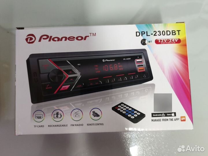 Магнитола Planeor 230DBT, Bluetooth/USB, 12-24V