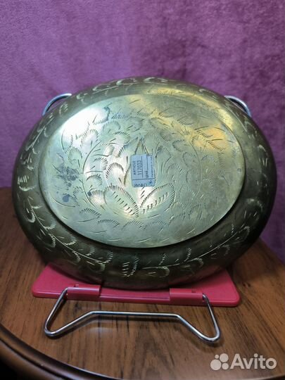 Поднос латунь, глазурь. Индия
