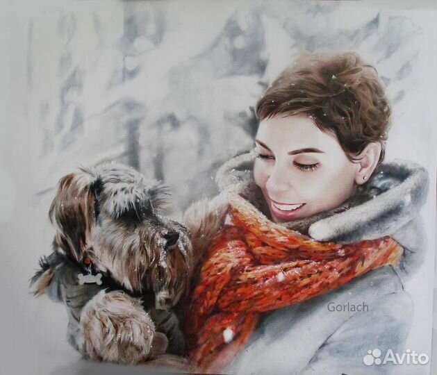 Портрет по фото на заказ на бумаге или холсте