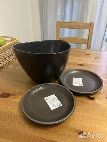 Кашпо биггаро икеа + 2 поддона витпеппар икеа