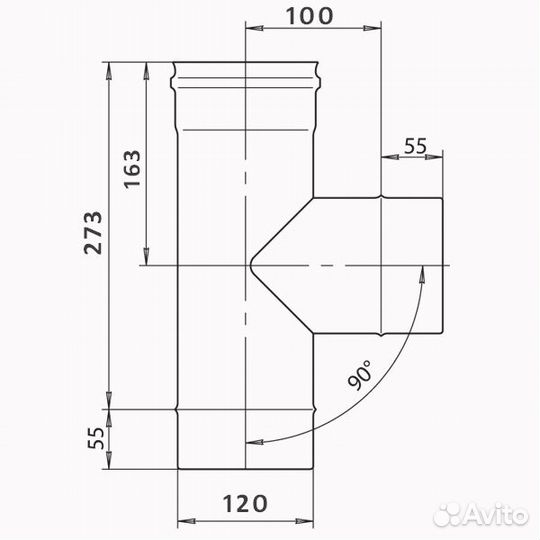 Тройник-К 90 d120мм (430/0,8мм) Ferrum