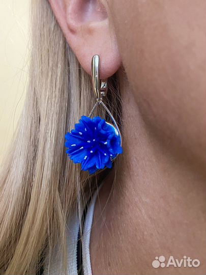 Серьги васильки