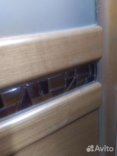 Дверь деревянная со стеклом и фреской 200х80см