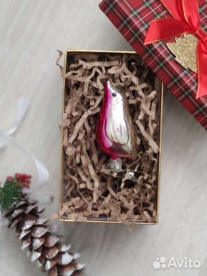 Елочная игрушка СССР птичка на прищепке