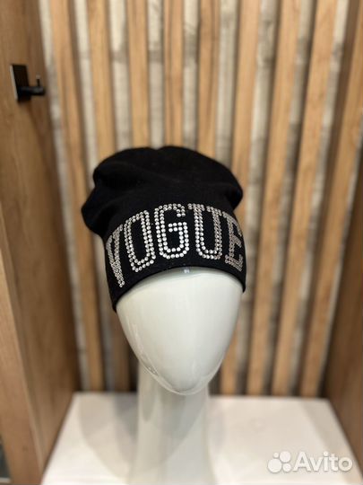 Черная тканевая шапка чулок vogue со стразами