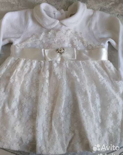 Платье белое бархатное 62-68р/1-3 м