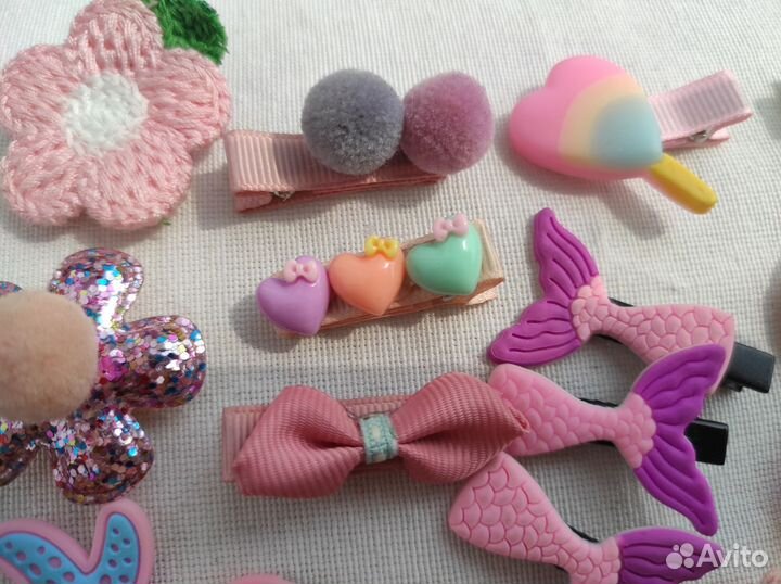 Заколки для девочек розовые набором
