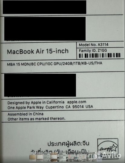 Apple Macbook Air m3 13 /15, любая конфигурация