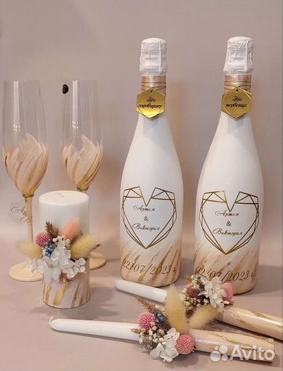 Свадебные аксессуары,бокалы,свечи,бутылки,казна