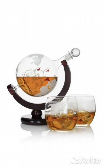 Декантер глобус с бокалами на подставке новый
