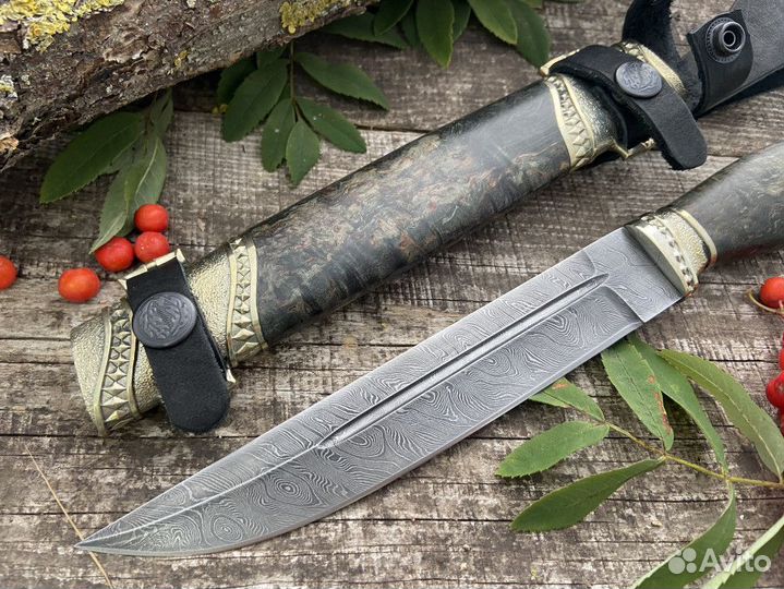 Нож «Пластун» подарочный дамаск карелка