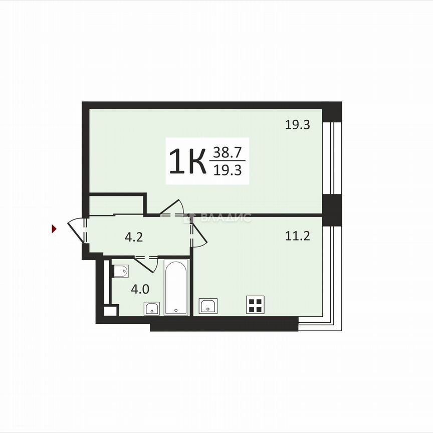 1-к. квартира, 38,7 м², 3/14 эт.