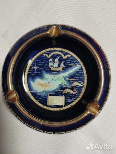 Пепельница фарфоровая кобальт