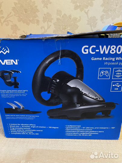 Игровой руль с педалями и коробкой передач новый