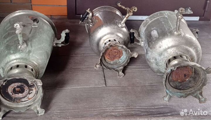 Самовары 3 шт. 5-7 литров, рюмка - бочка