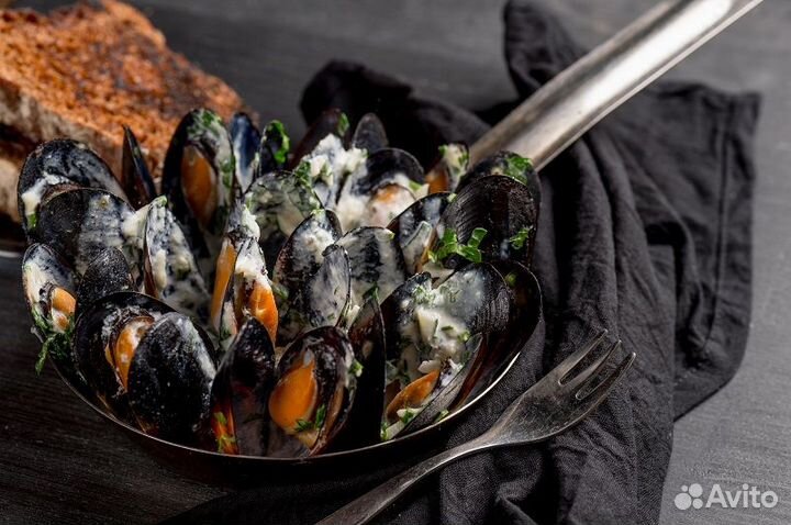 Мидии в сливочно-чесночном соусе в/м