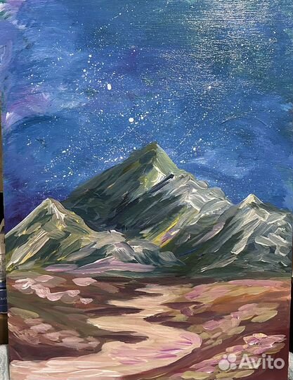 Пейзаж горы акрилом