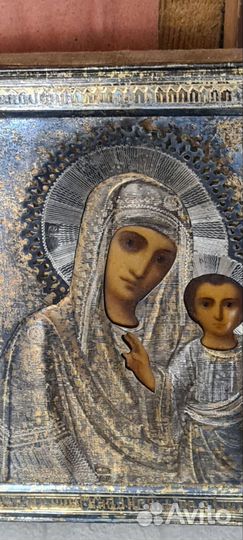 Икона Казанская Божья Матерь серебро 84 позалота