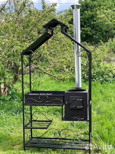 Мангал с печкой под казан