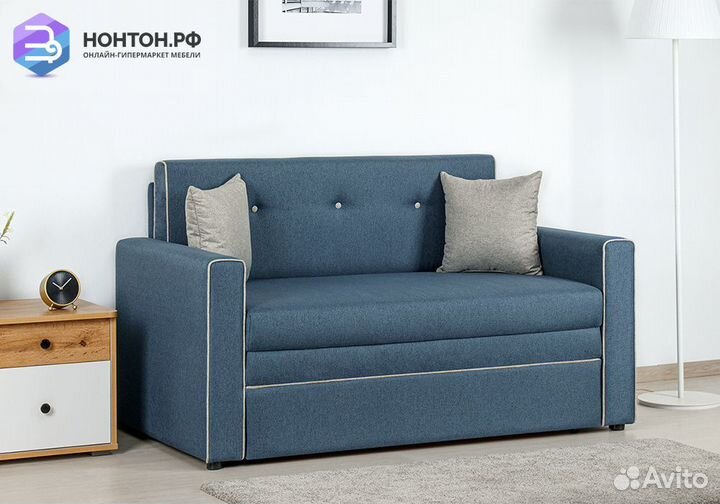 Диван выкатной Найс светло-синий / светло-серый