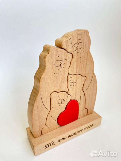 Деревянная статуэтка Семья медведей