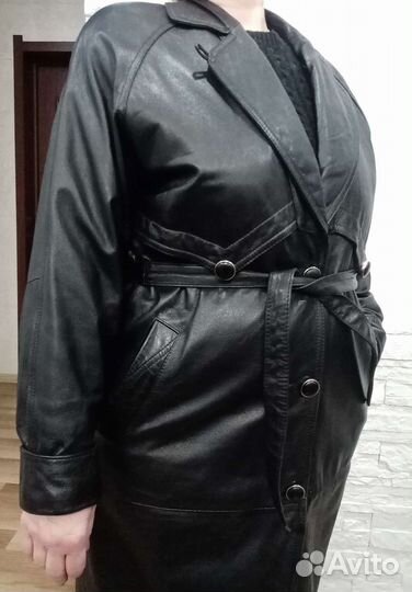 Кожаный плащ женский 48-50 размер