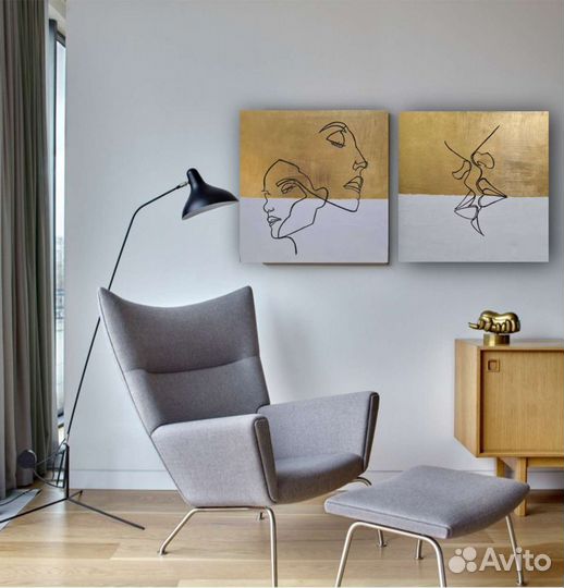 Интерьерная картина 2 шт поталь акрил