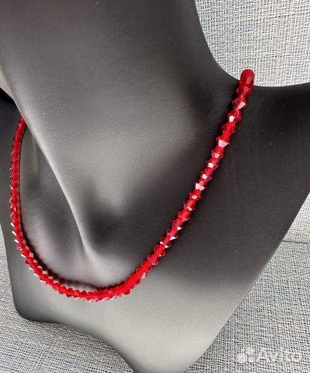 Чокер бусы мини рубиновое стекло СССР винтаж